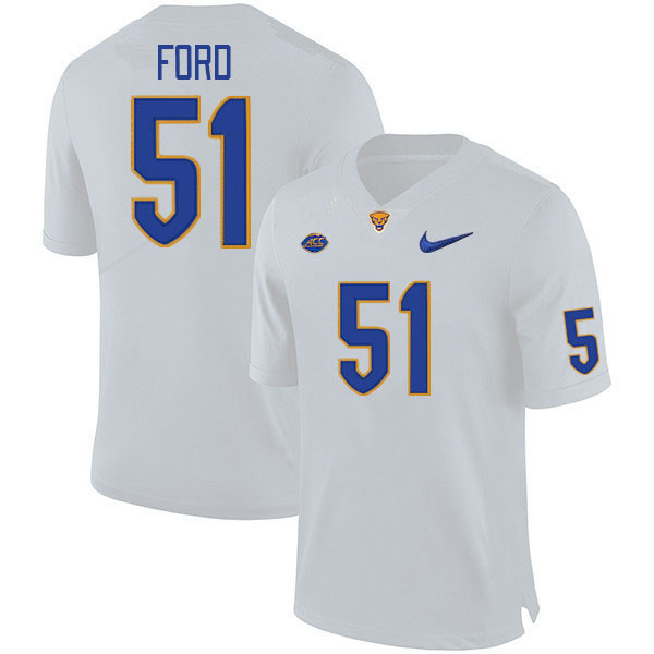 Men #51 Dorien Ford Pitt Panthers College Football Jerseys Stitched Sale-White